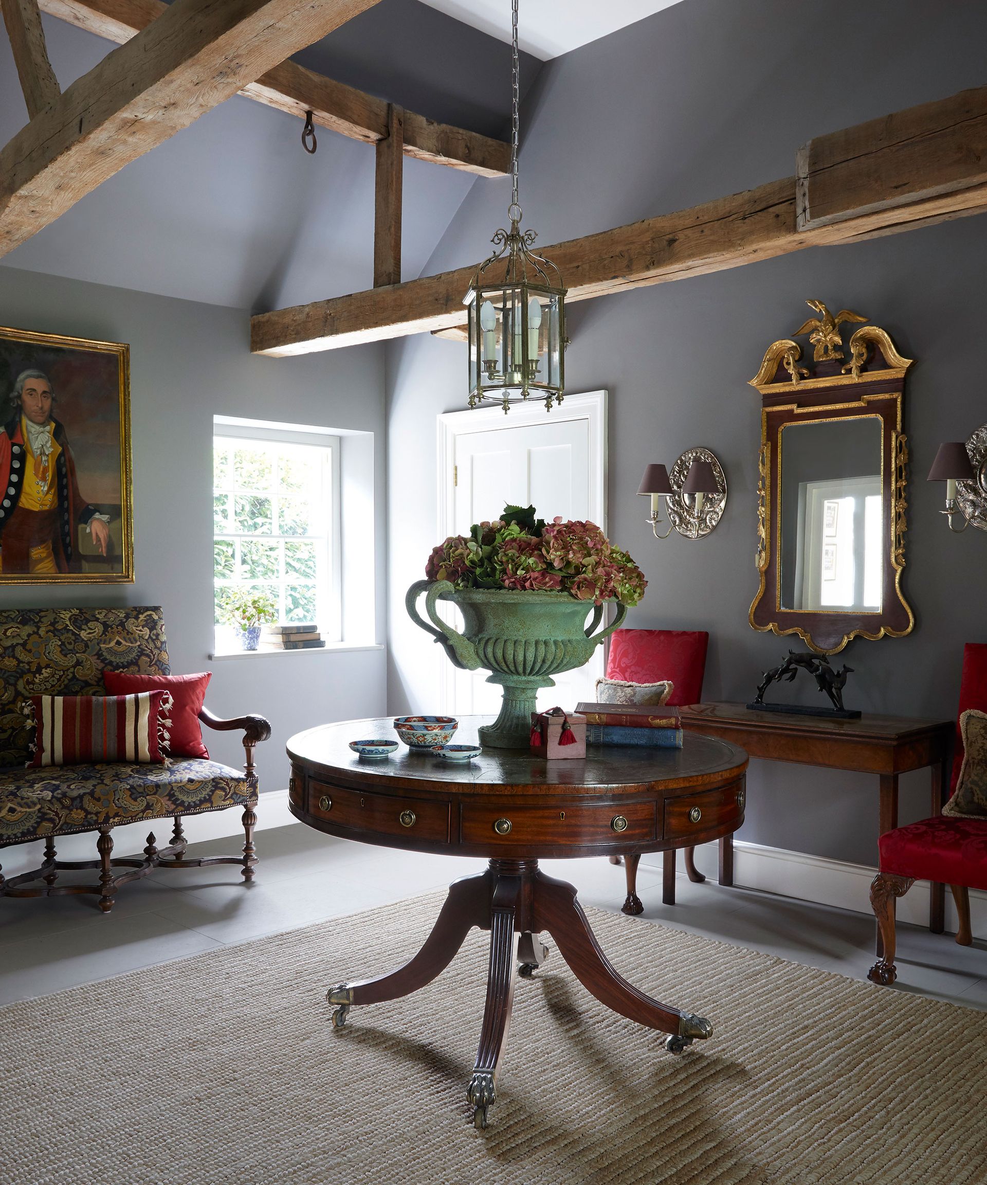 Entryway with grey painted walls