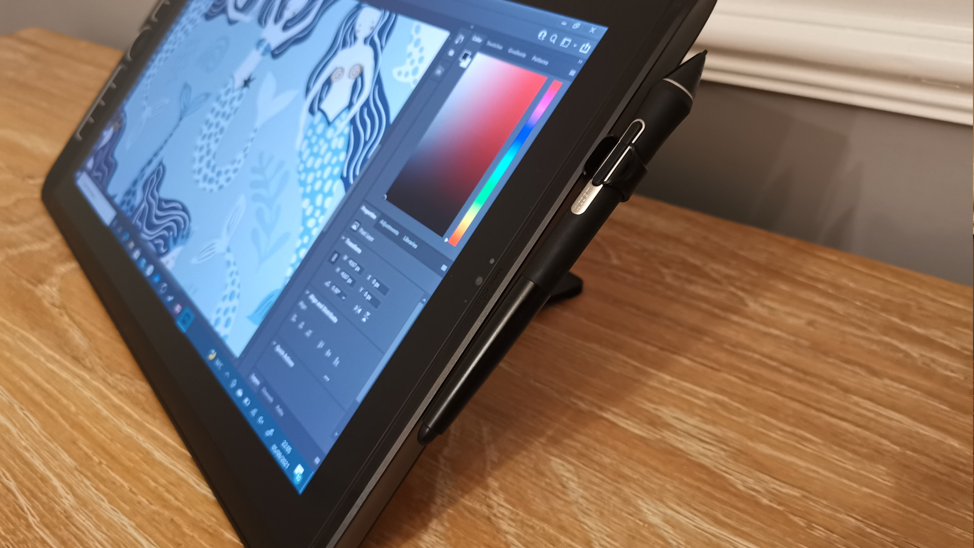 The Wacom stylus attached to the Wacom Mobile Studio Pro