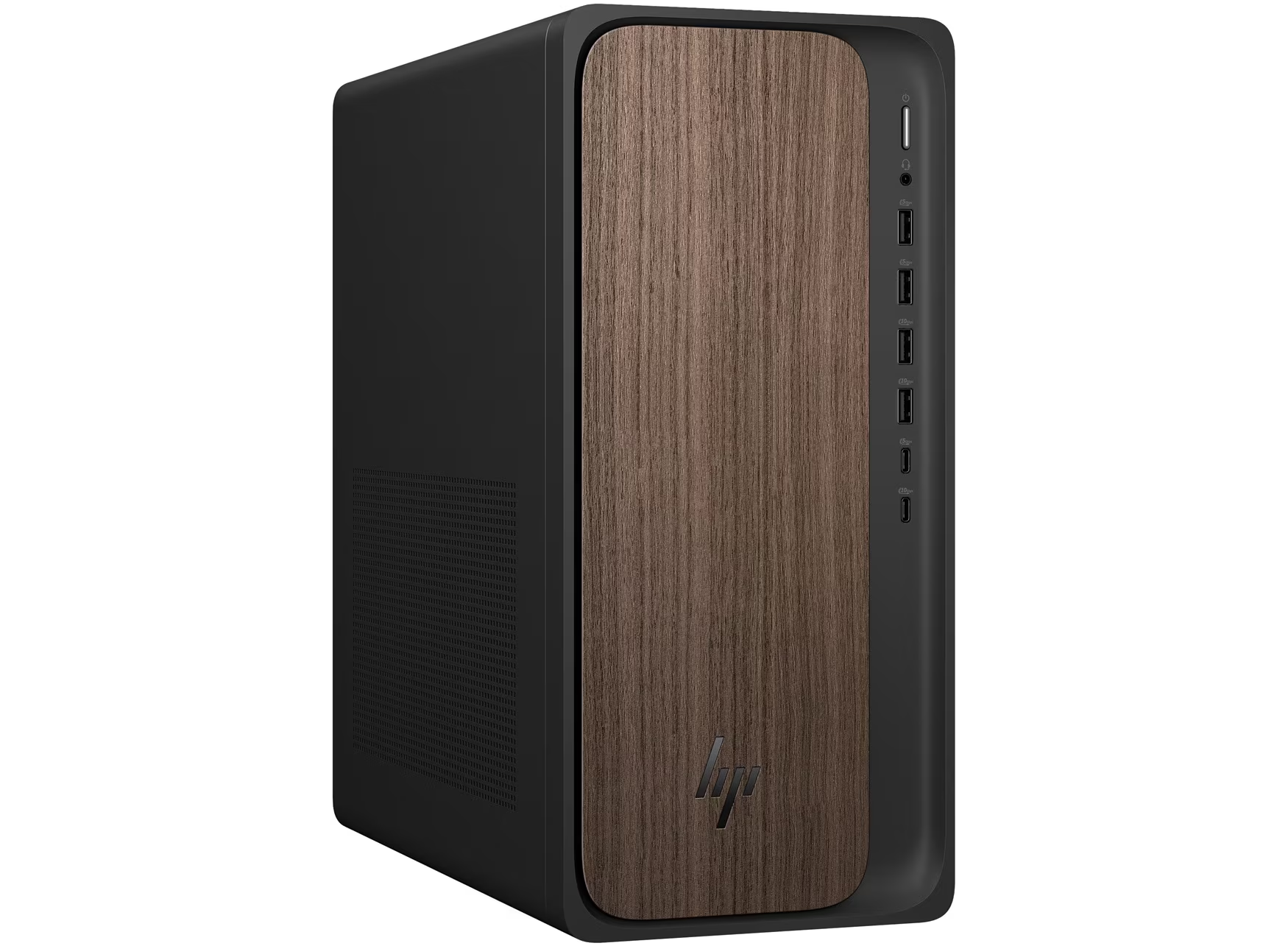 HP OmniDesk Desktop AI PC on a white background