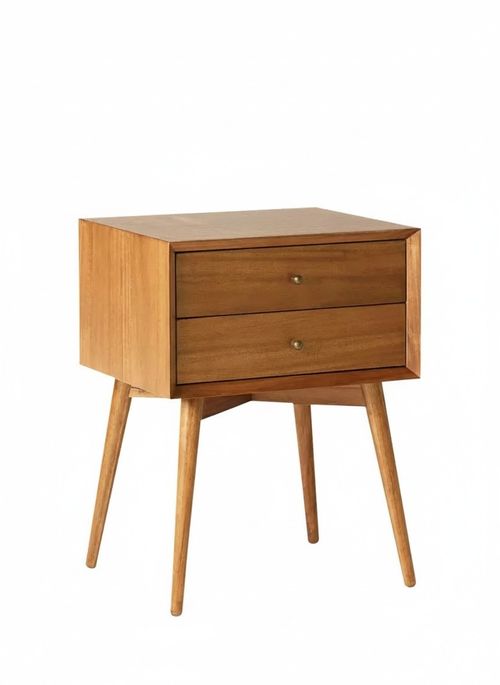 West Elm Mid-Century Wood 2 Drawer Bedside Table,