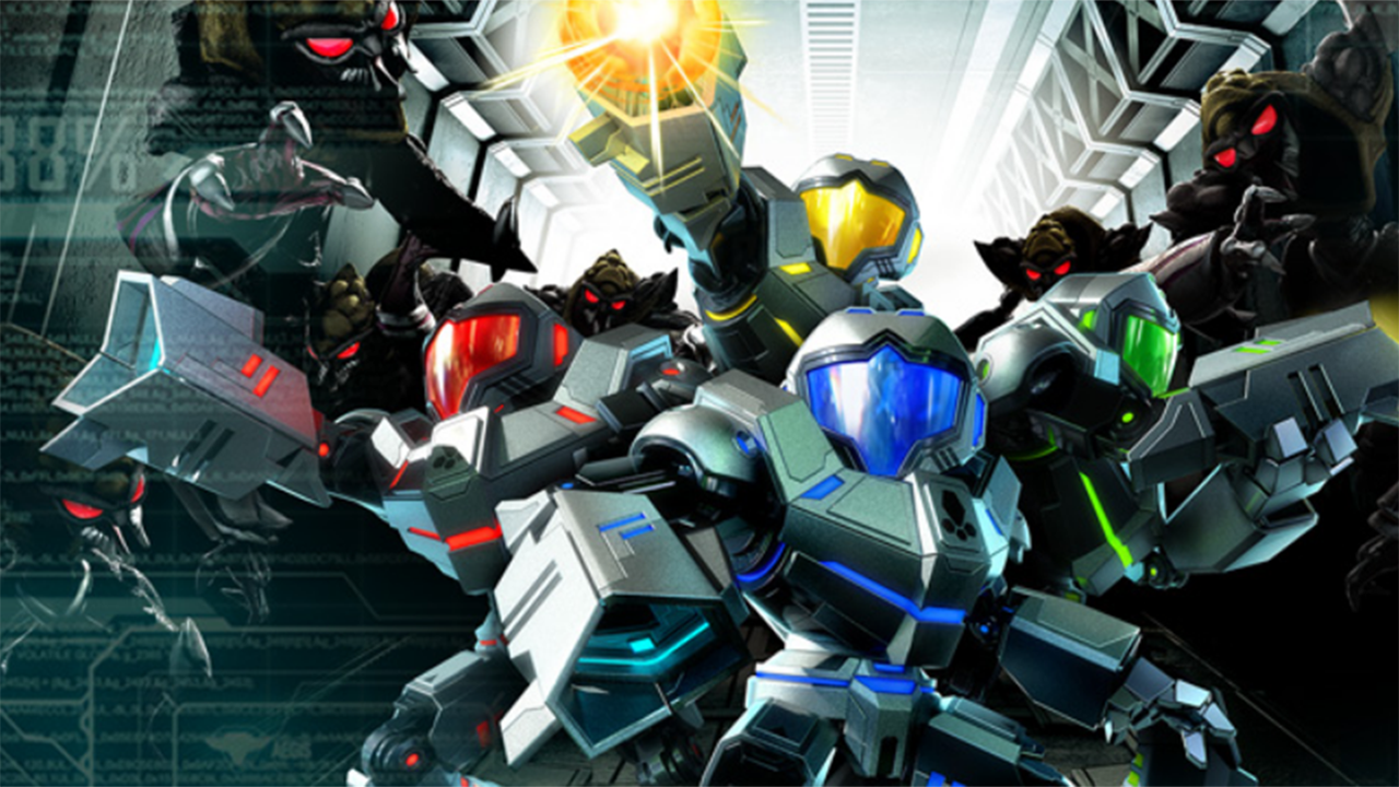 Screenshot from the video game Metroid Prime: Federation Force (2016).