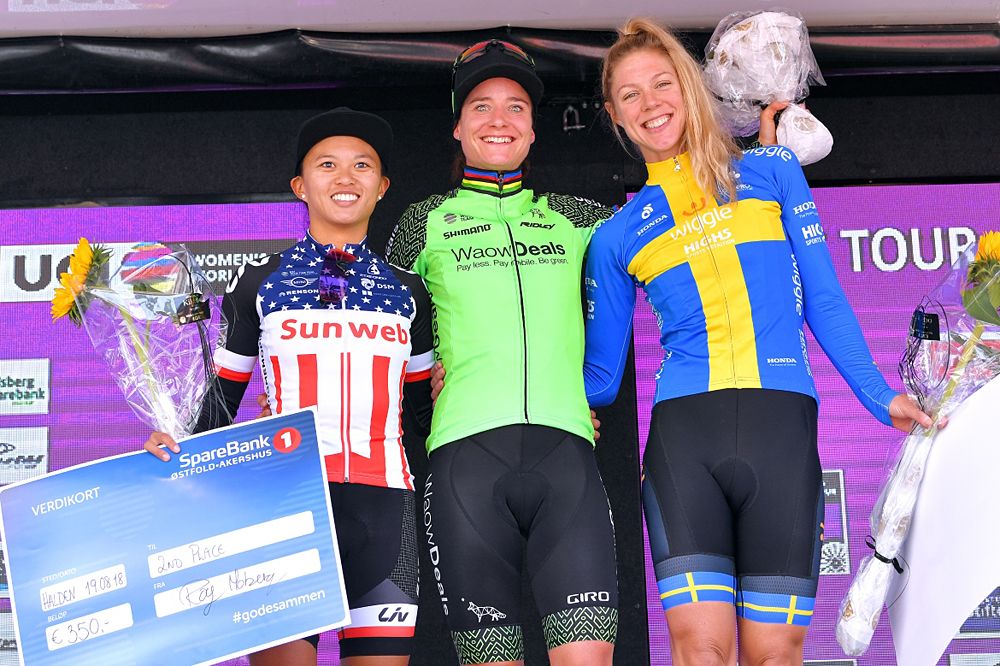 Marianne Vos wins the stage 3 sprint at Ladies Tour of Norway