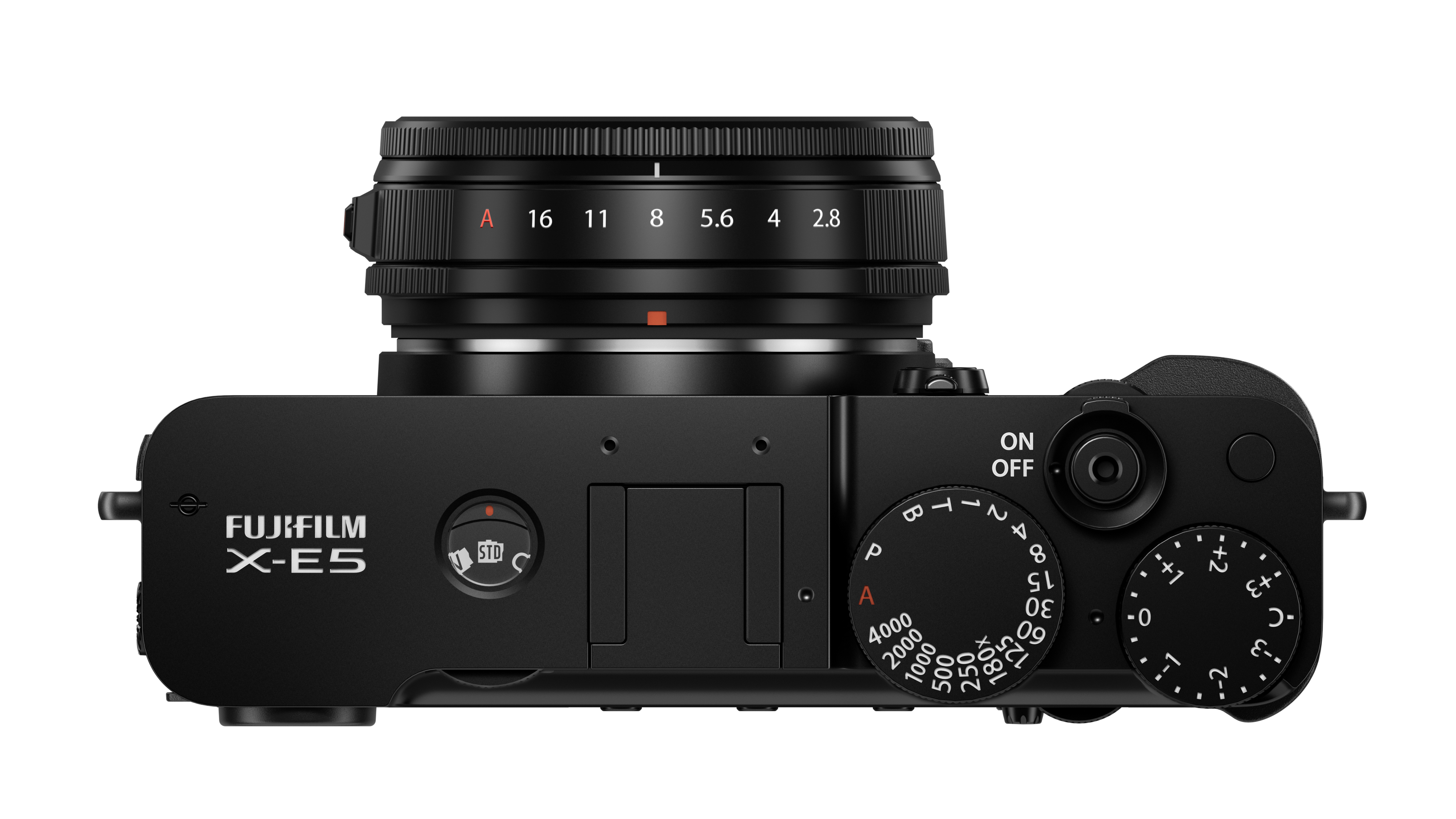 Fujifilm X-E5 camera on a white background