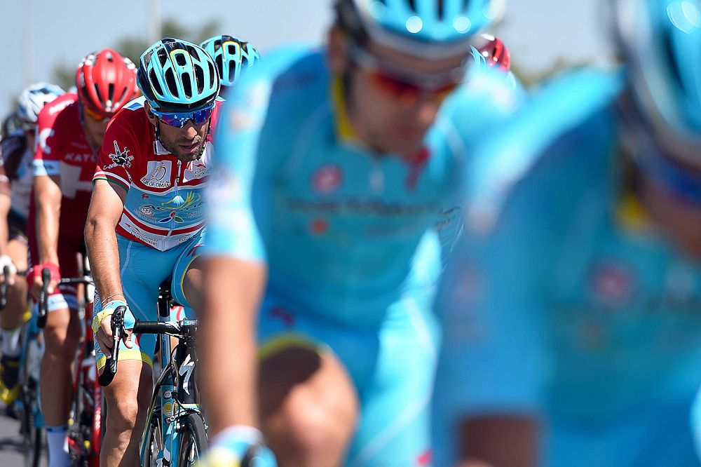 Vincenzo Nibali rides in the peloton in Oman.