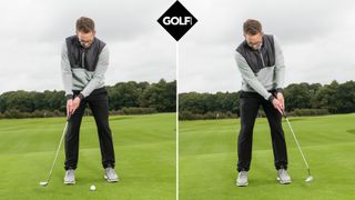 PGA pro Nick Drane demonstrating how to match the backswing of a putting stroke with a follow-through