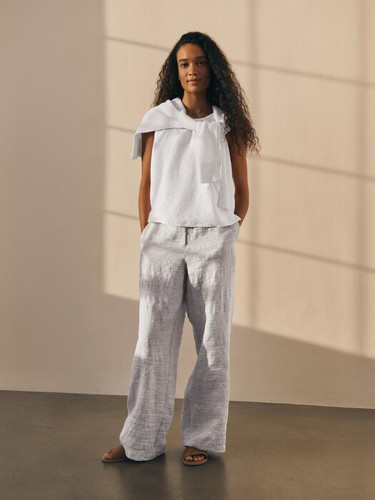 Striped Linen Sheen Full-Length Trouser