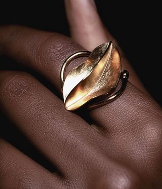 Black owned British jewellery brand gold sculptural ring