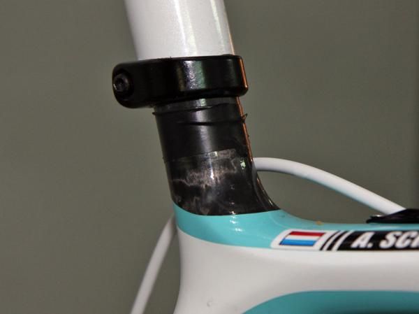 A short strip of electrical tape helps mark the saddle position.