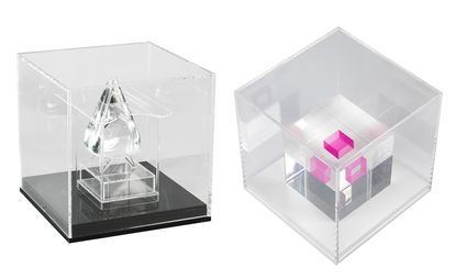 Cure3 cubes designed by Ivan Harbour (left) and John Pawson (right)