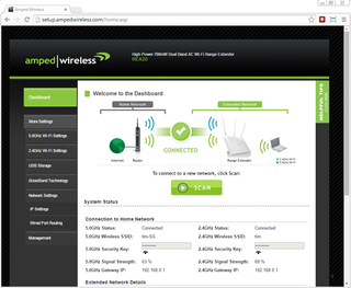Figure 3: The management interface for the Amped Wireless REA20 offers a myriad of configuration options.