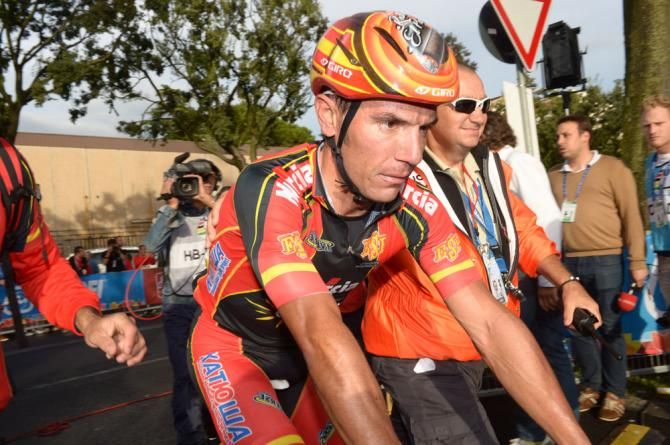 Joaquim Rodriguez (Spain) moments after finishing a close second to Rui Costa in the 2013 road race world championship