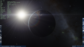 A view of Earth, complete with statistics, and realistic sunlight