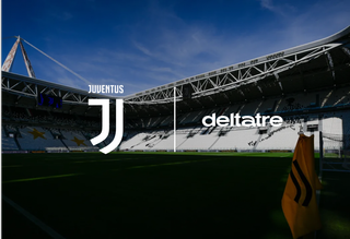 Juventus Deltatre logos and Juventus stadium