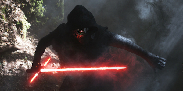 Kylo Ren holding ignited lightsaber