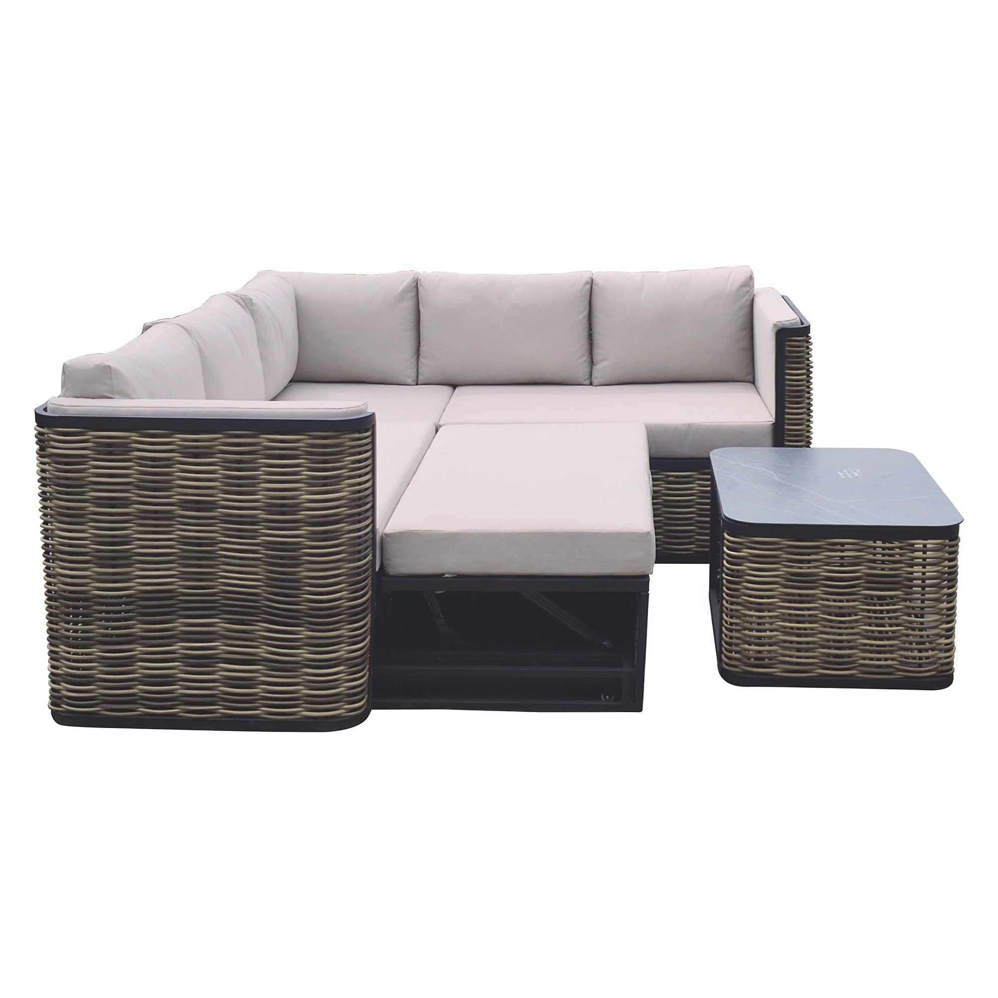 GoodHome Atar Beige Rattan effect 5 Seater Corner Coffee set with Daybed product
