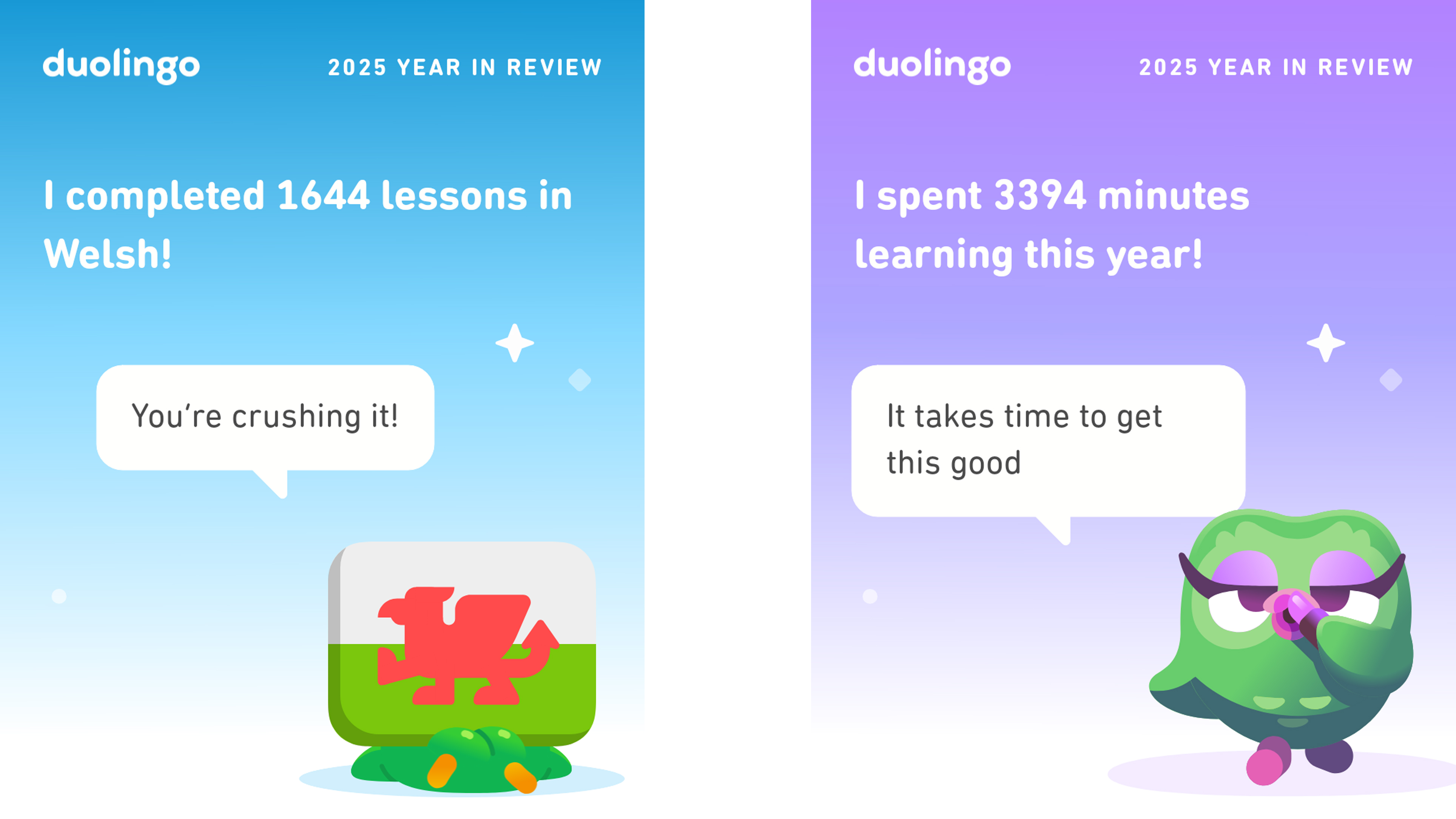 Снимки экрана Duolingo: обзор года