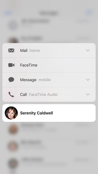3D Touch on a profile pic to get contact details