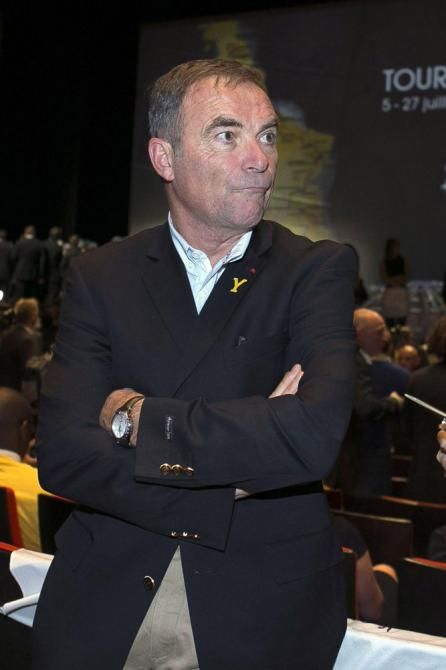Five-time Tour de France champion Bernard Hinault at the presentation of the 2014 route