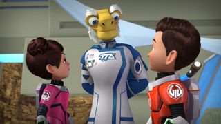 Buzz Aldrin will appear as "Commander Copernicus" (center) in an episode premiering Aug. 26 on Disney Junior.