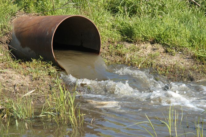 Sewage drain, water pollution