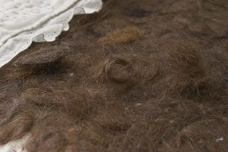 Tangle Teaser exhibition artwork: hair on floor
