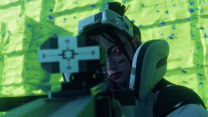 A thief looking down a scope in Marathon