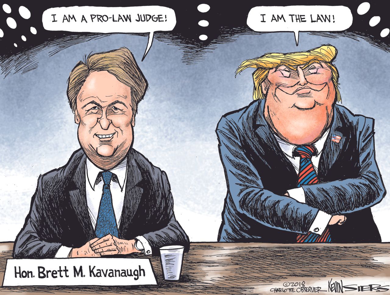 Political cartoon U.S. Trump Brett Kavanaugh confirmation