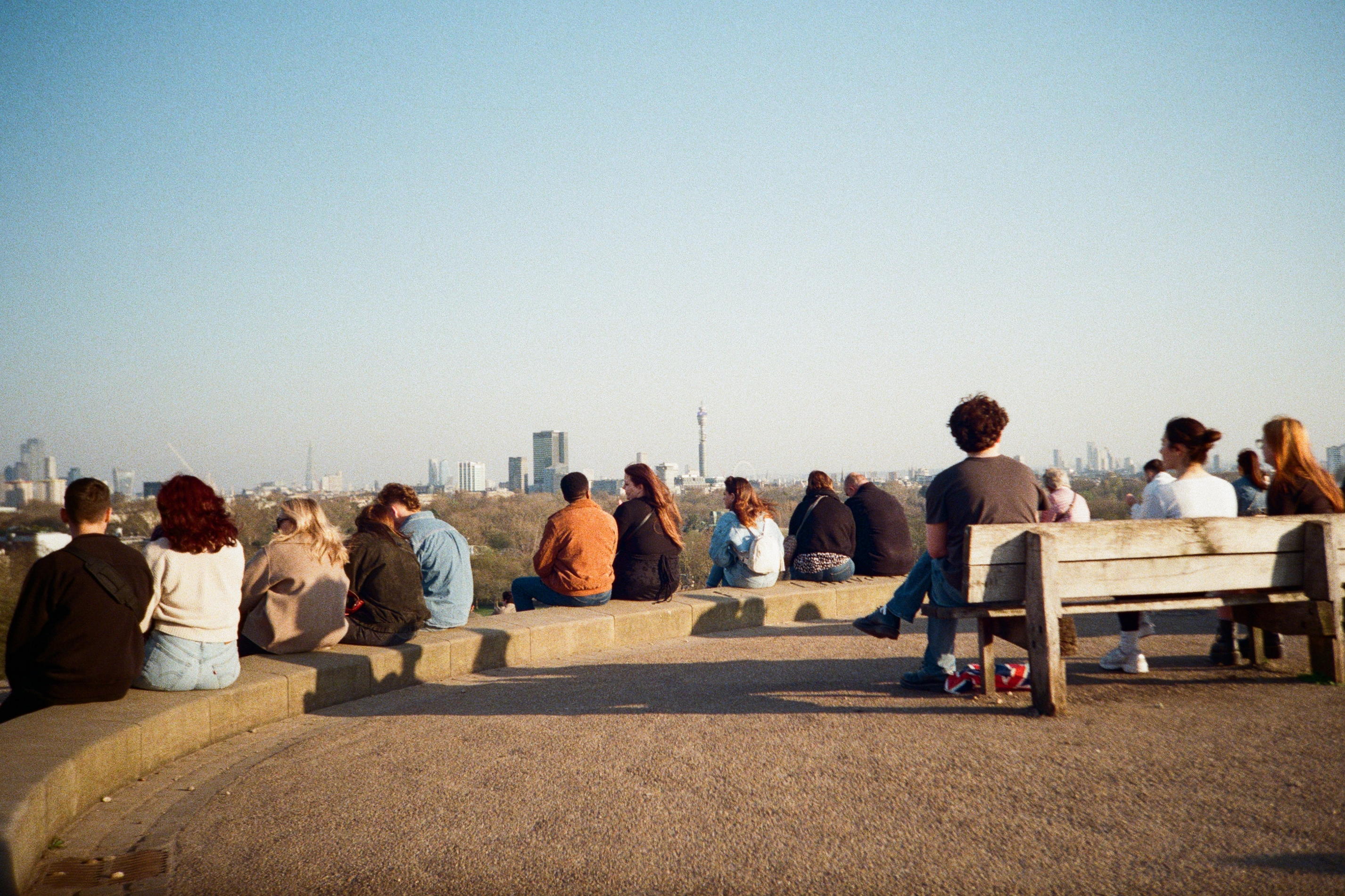 Sample photograph from the Lomo MC-A shot on Lomography 400, showing scenes from London's Primrose Hill