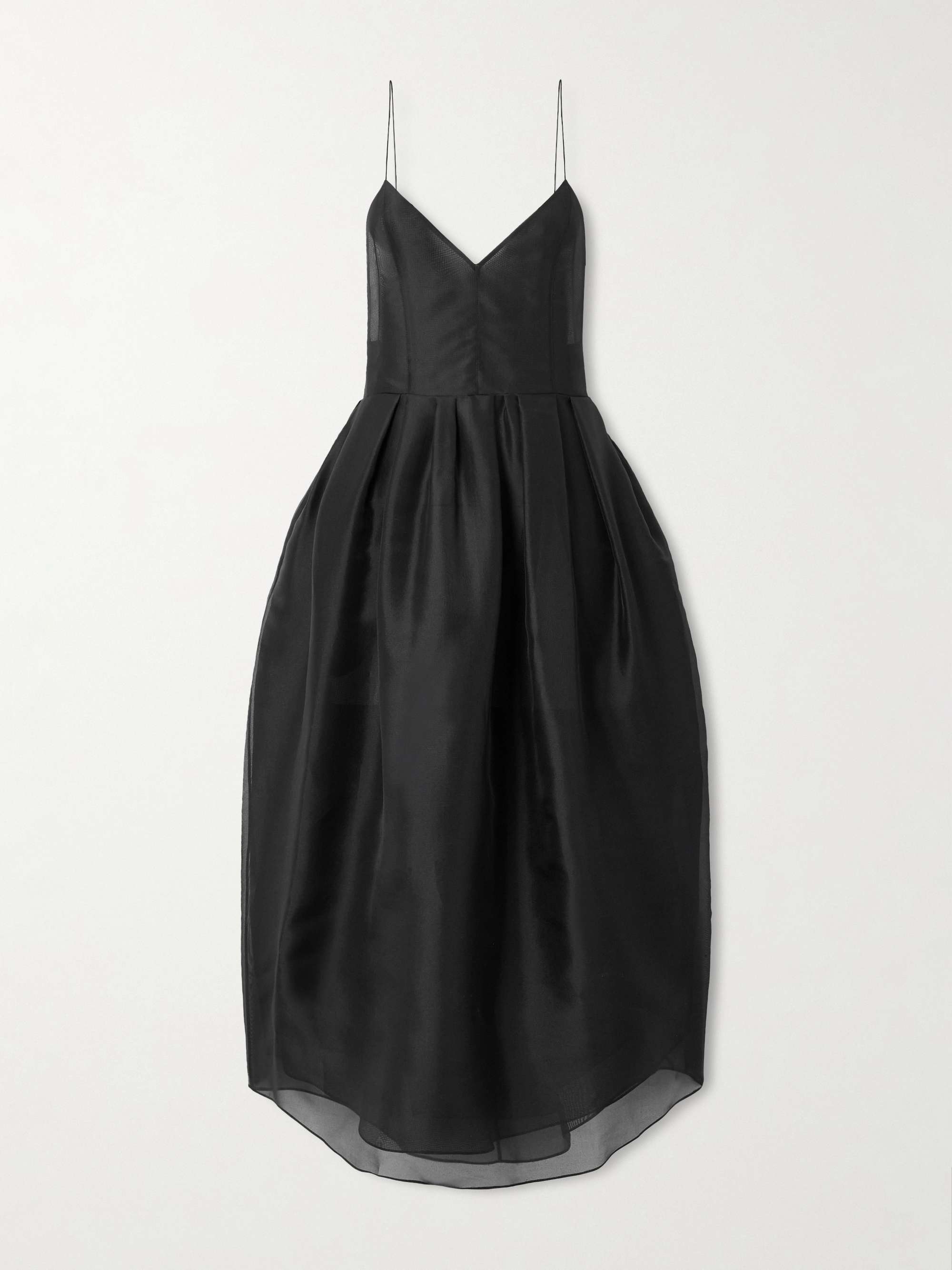 Colette Asymmetric Pleated Silk-Organza Gown