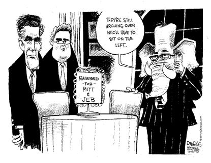 Political cartoon U.S. election GOP Romney Bush