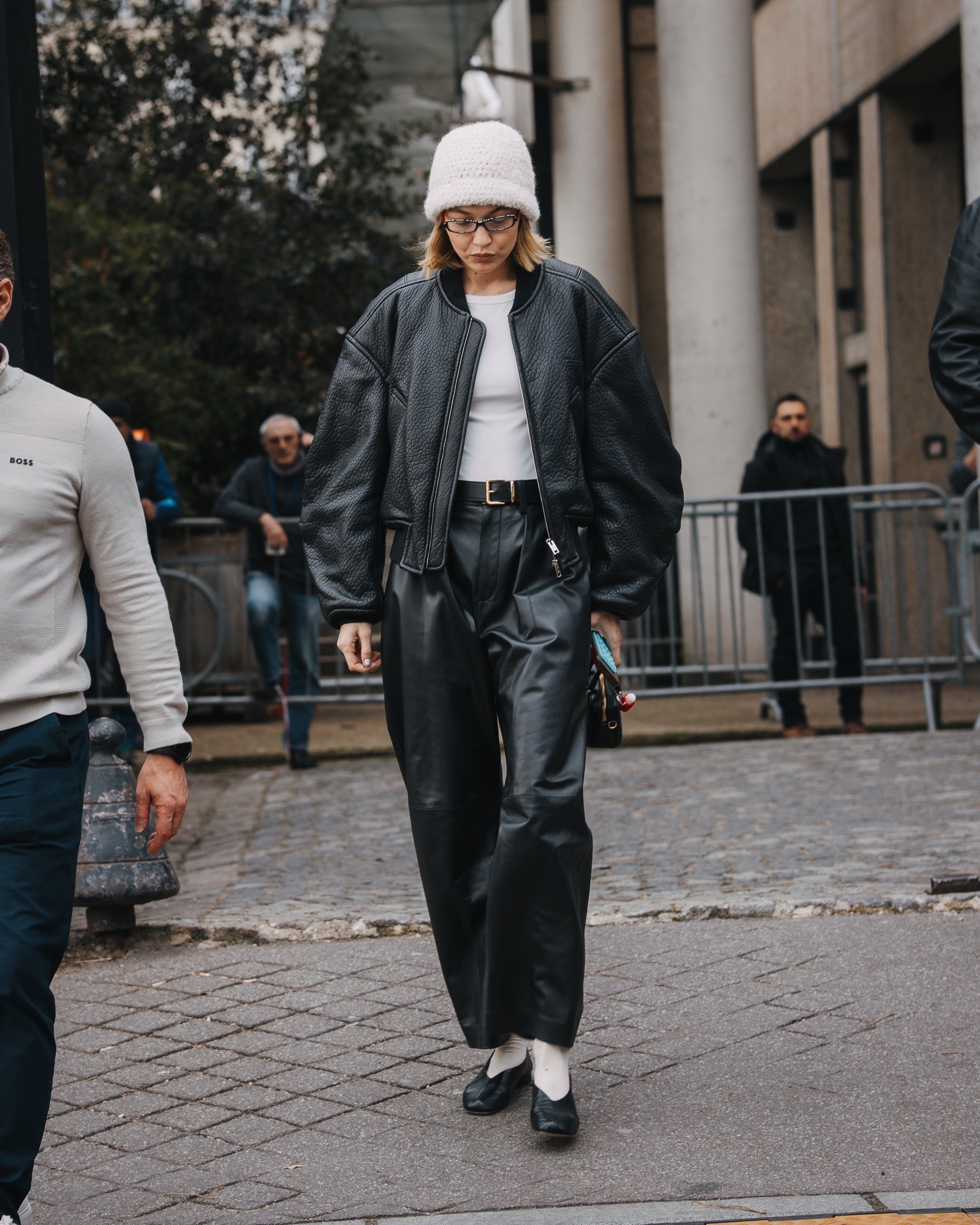 Gigi Hadid styled glove flats from Mansur Gavriel in Paris