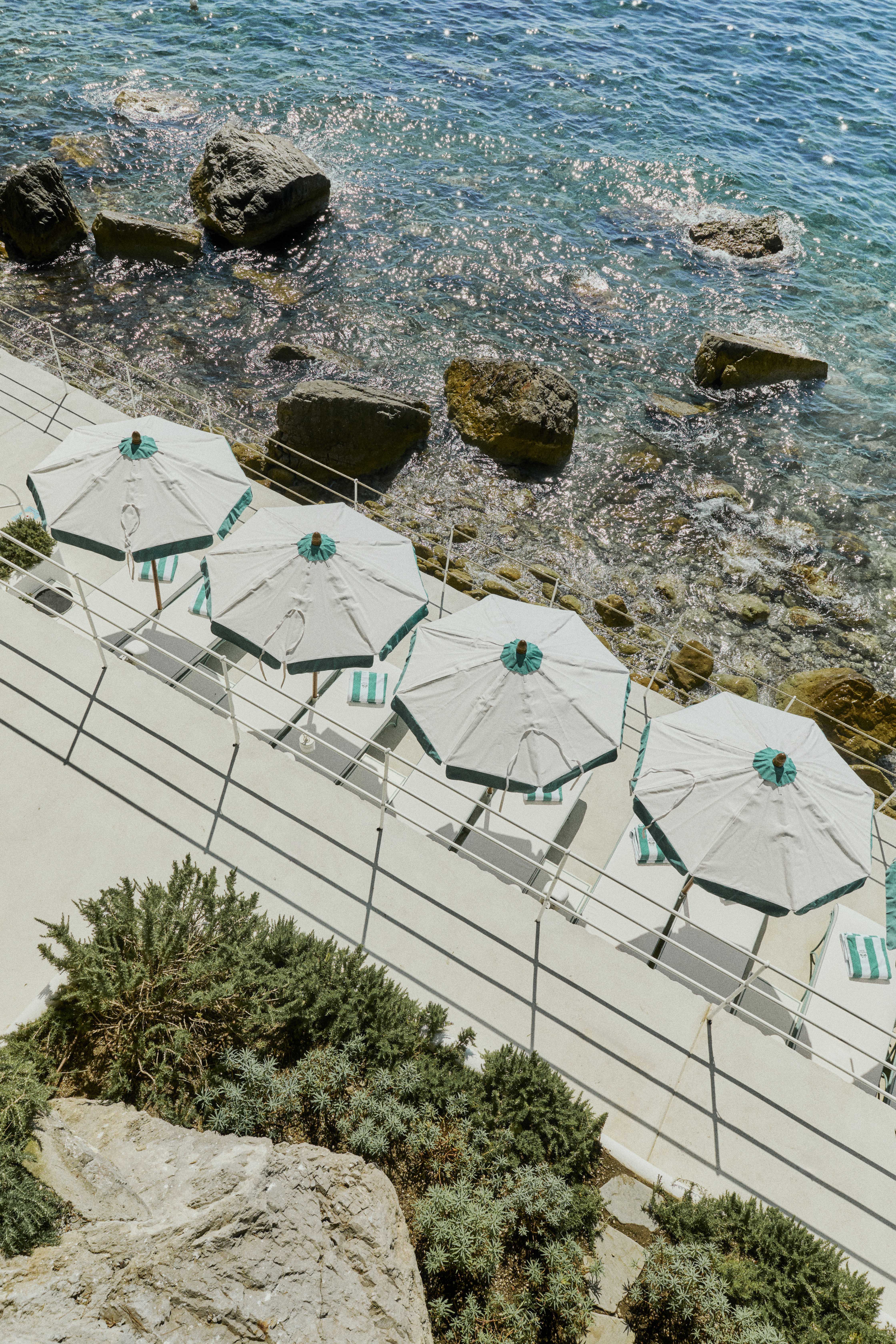 Blue and white beach club