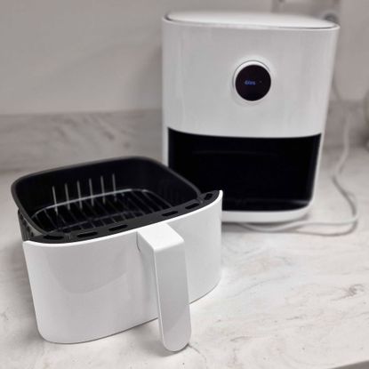 White air fryer in kitchen