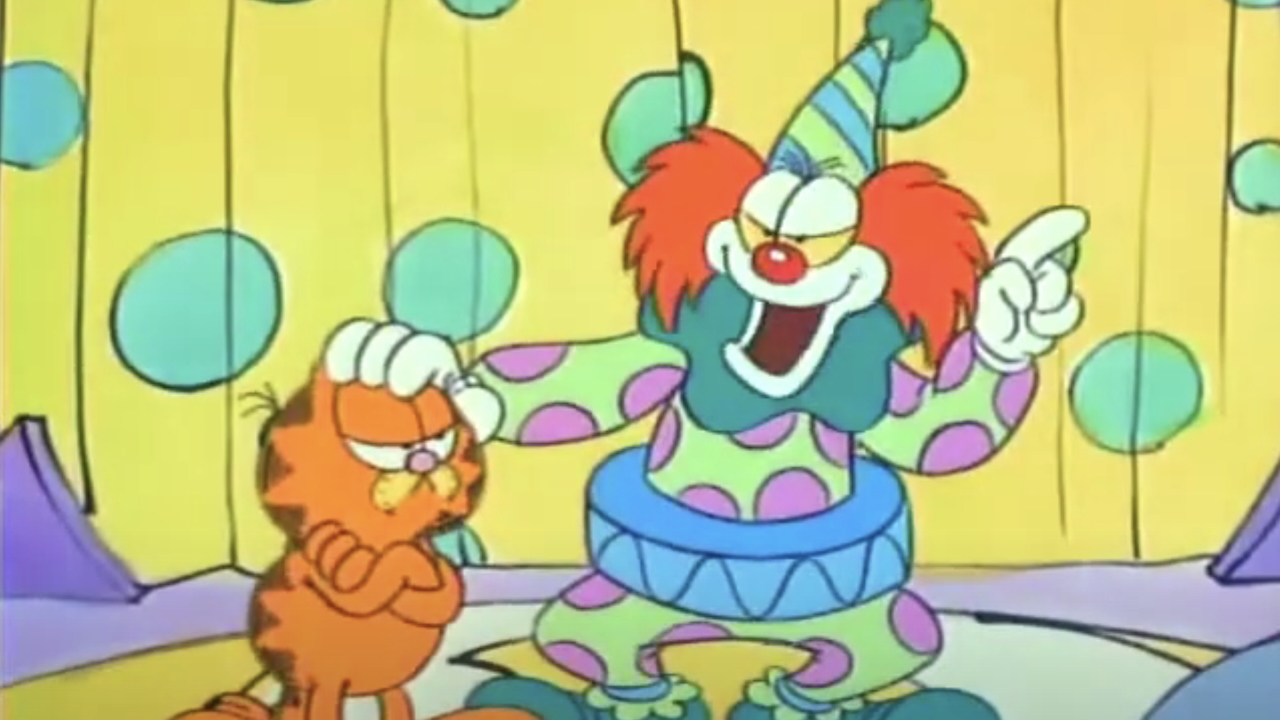 Binky the Clown patting Garfield's head in Garfield and Friends