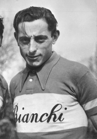 Fausto Coppi in the Bianchi team kit