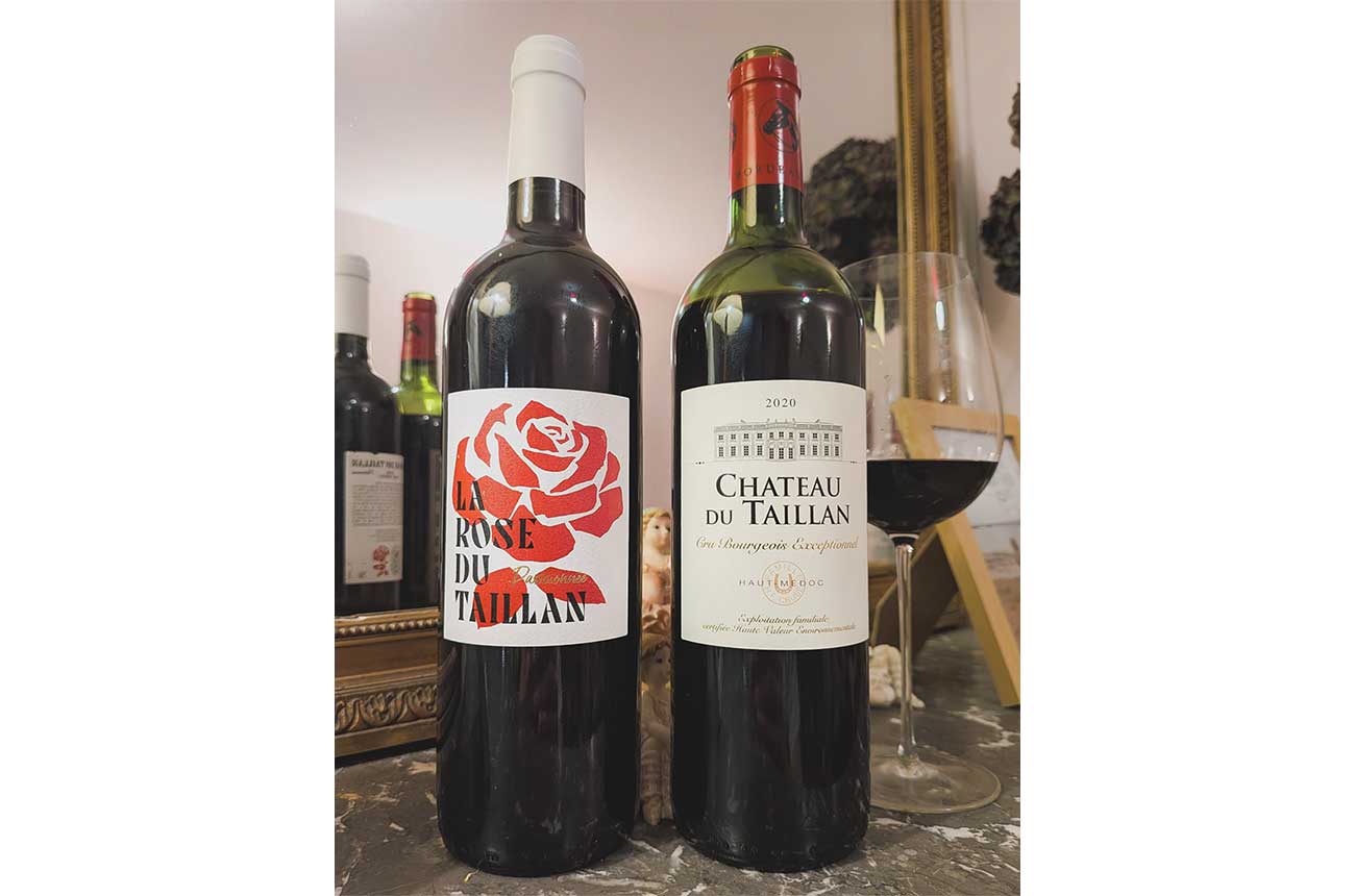 Two bottles of Ch&amp;acirc;teau du Taillan wine