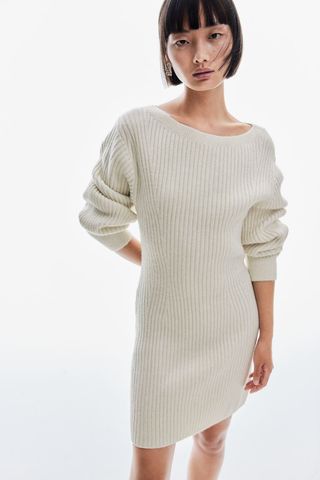 Rib-Knit Boat-Neck Dress