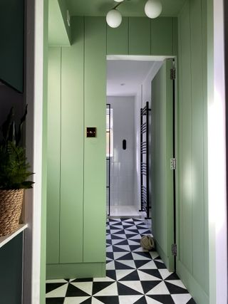 green bathroom door