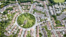 Aerial view north of Royal Circus roads in West Norwood, Lambeth, London SE27, UK.