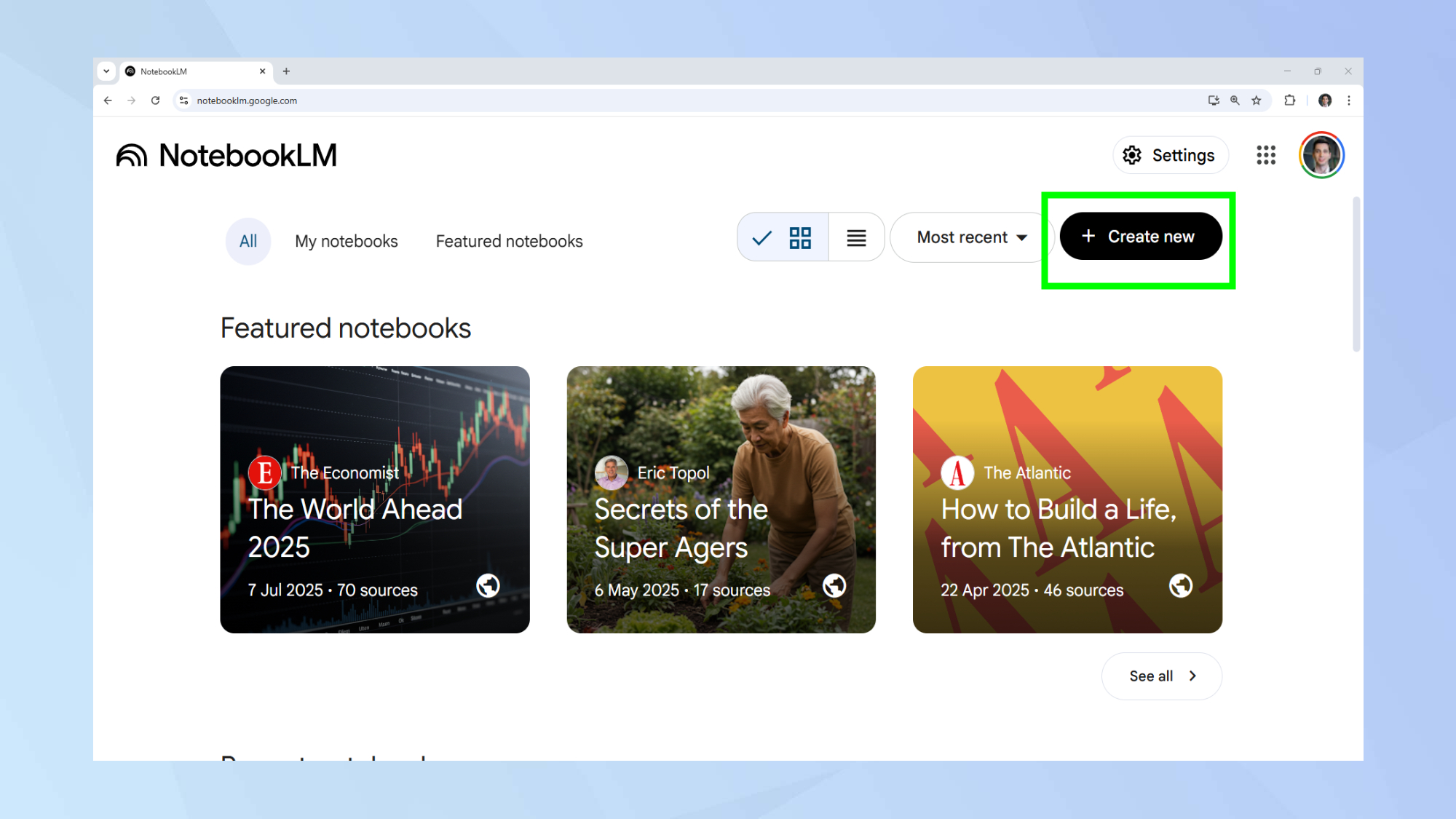 NotebookLM Create New 