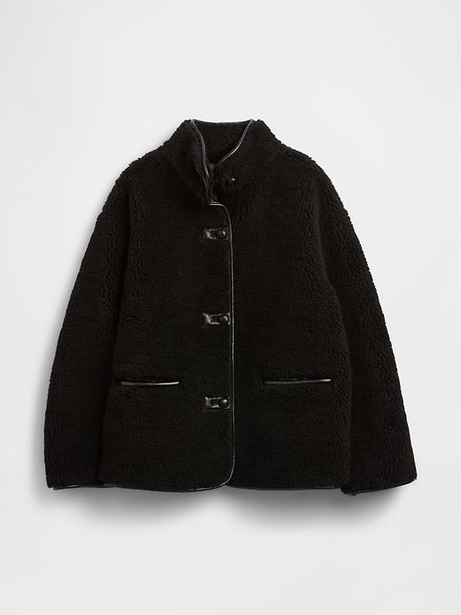 Recycled Sherpa & Vegan Leather-Trim Jacket