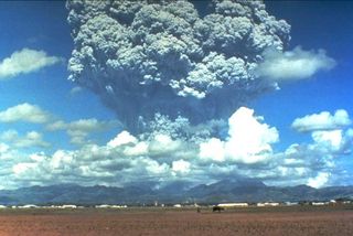 The June 12, 1991 eruption at Mount Pinatubo taken from the east side of Clark Air Base.