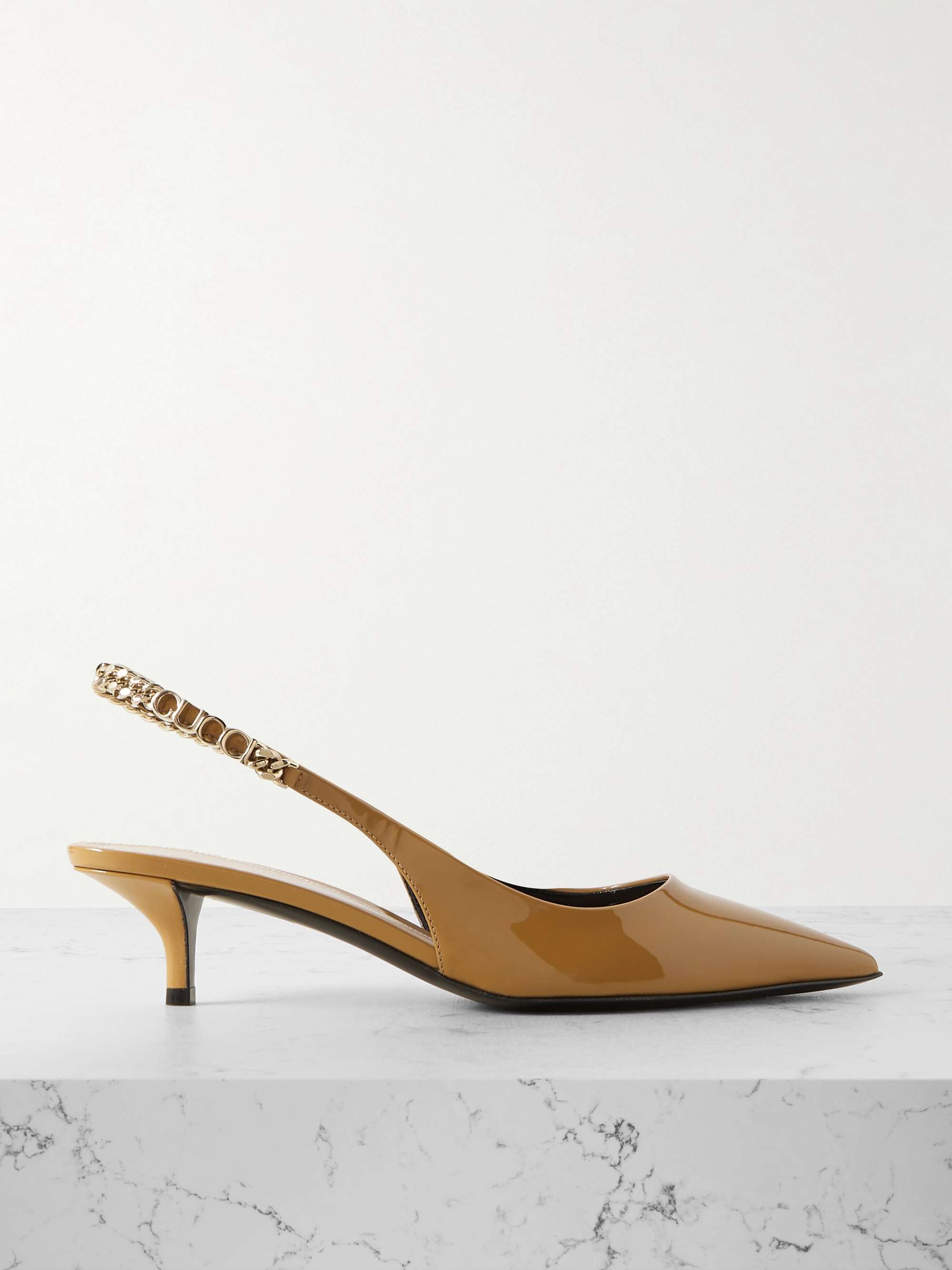 Signoria Embellished Patent-Leather Slingback Pumps