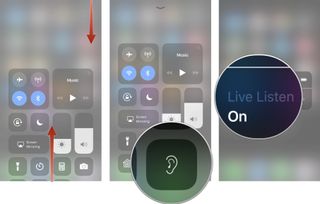 Launch Control Center, then tap the Live Listen icon, then tap Live Listen to turn it off