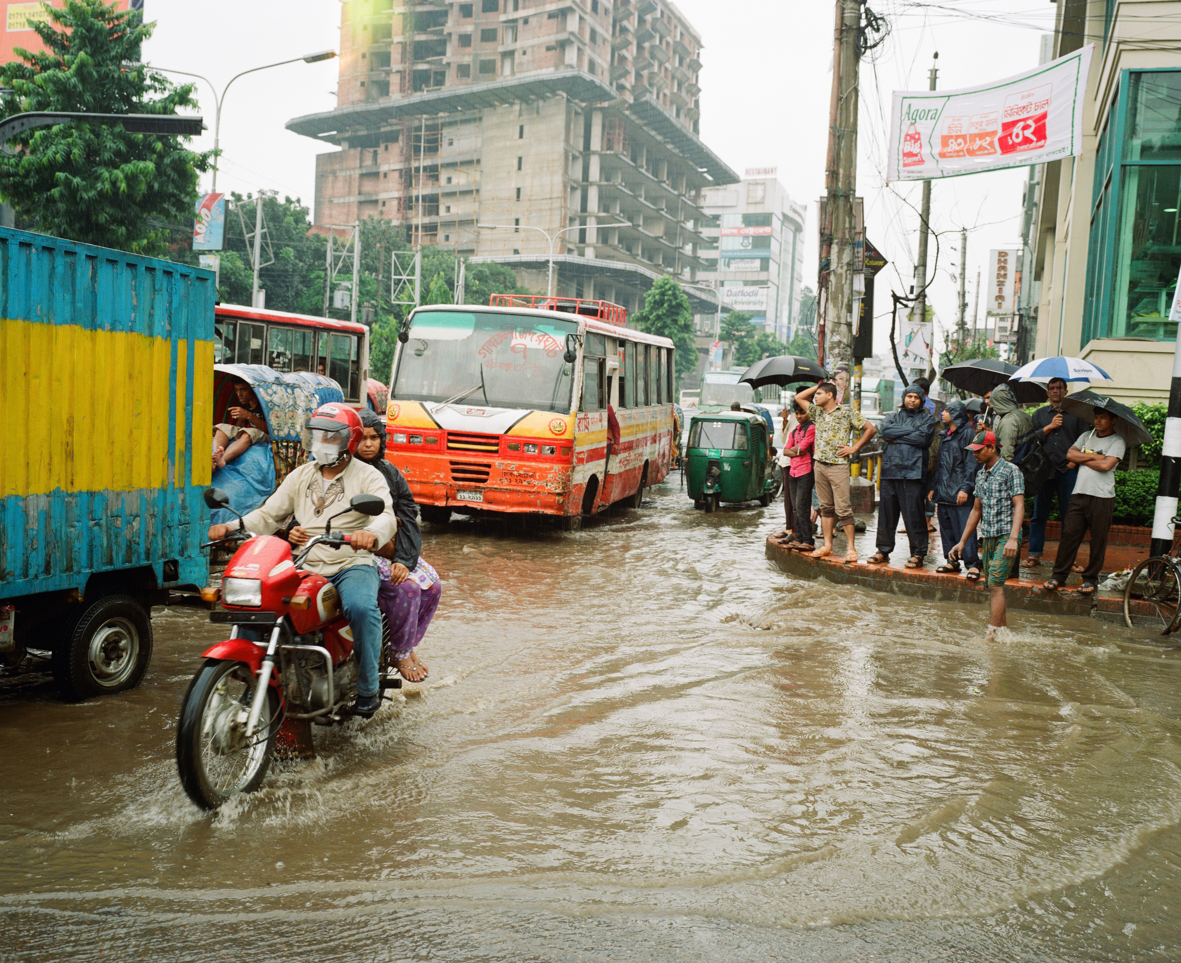 A flooding street in Dhaka.
