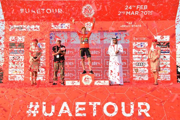 Primoz Roglic (Jumbo-Visma) on the UAE Tour podium