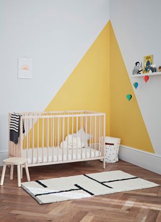 yellow nursery with color block paint