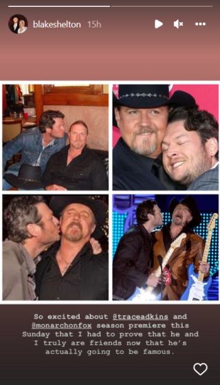 Blake Shelton with Trace Adkins on Instagram Stories.