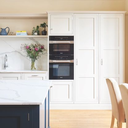 built in ovens in white kitchen