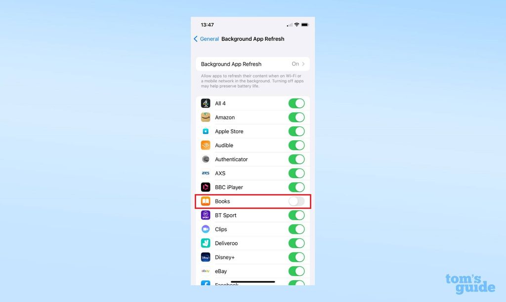Here's how to turn off Background App Refresh on an iPhone Tom's Guide